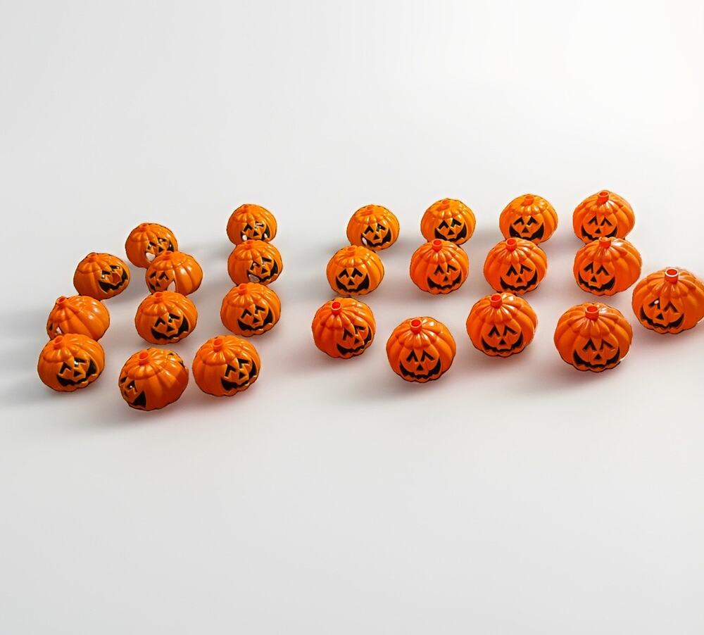 Vintage Hard Plastic Jack O' Lantern Pumpkin String Light Covers Blow Mold 25!